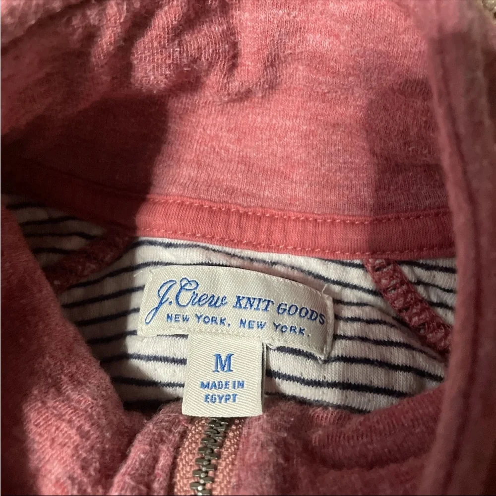 J.Crew Sweater Mens M Pink Knit Goods Pullover 1/4 Zip 100% Cotton Long Sleeve